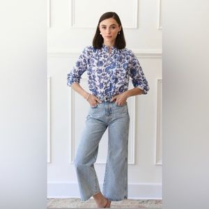 Mille Francesca top in Blue Floral, NWT